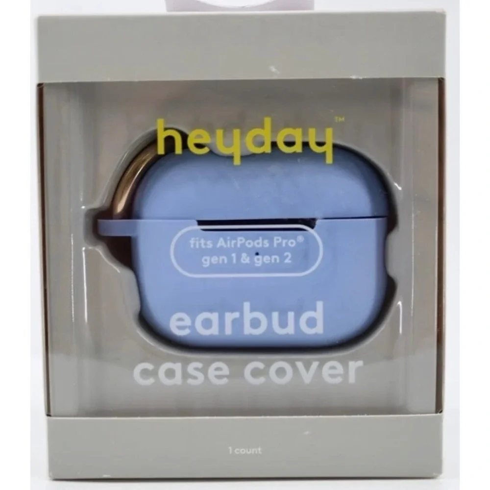 Heyday Apple AirPods Pro Gen 1 & 2 Earbud Case Cover Light Blue with Carabiner